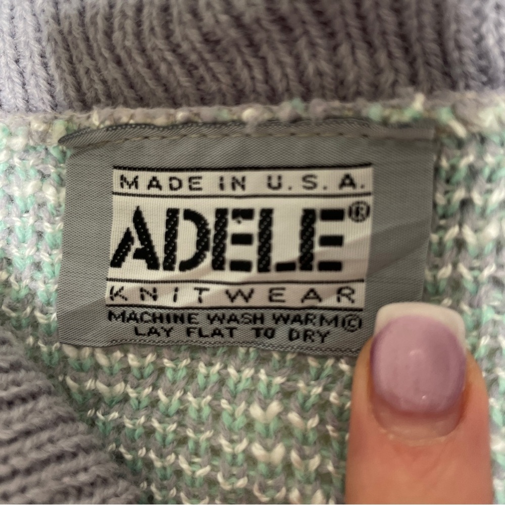 1980s Adele Geometric Pattern Collared Knit Sweat… - image 2